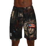 Statue of Liberty Urban Graffiti Men's Jogger Shorts — Puerto Rican Flag Street-Art Design